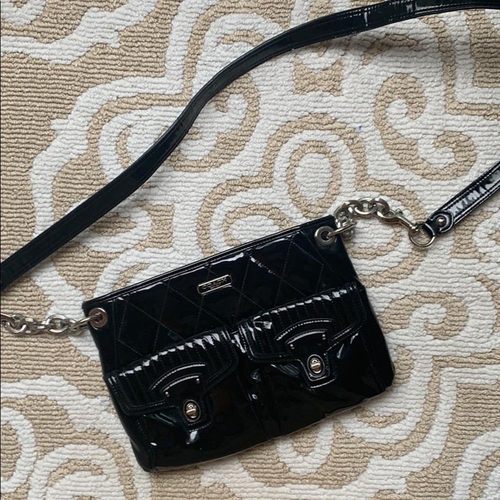COACH black patent leather purse